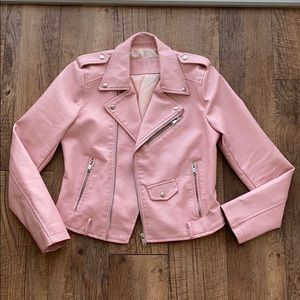 Baby pink leather jacket